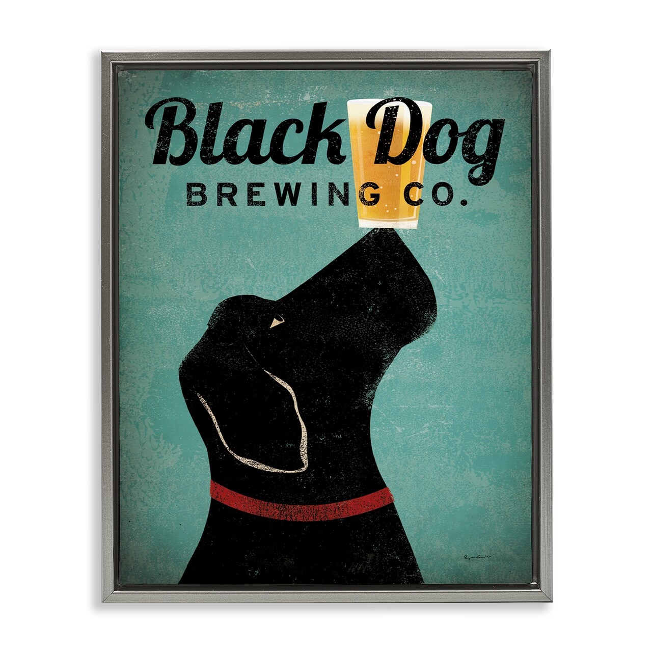 Stupell Industries Black Dog Brewing Antique Beer Sign Floating Frame Design By Ryan Fowler